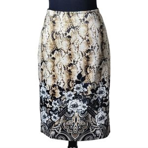 White House Black Market paisley, floral, snake print skirt size 8